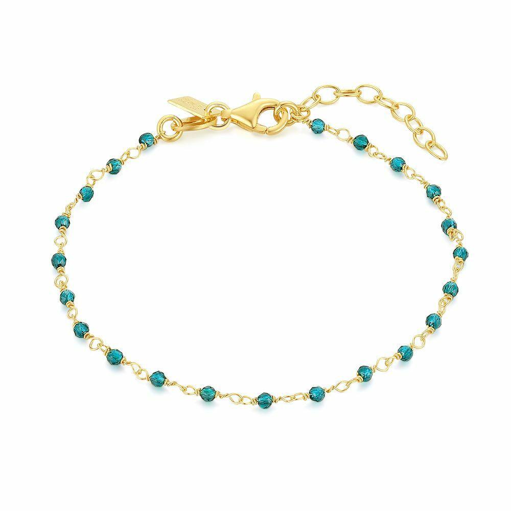 Bracelets | 18Ct Gold Plated Silver Bracelet, Turquoise Stones Bracelets Bracelets