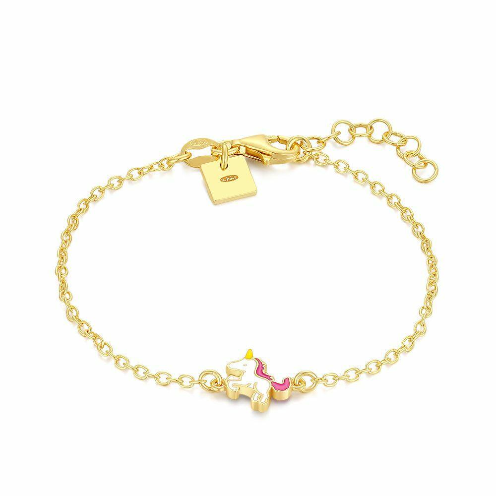 Bracelets | 18Ct Gold Plated Silver Bracelet, Unicorn, Pink Bracelets Bracelets