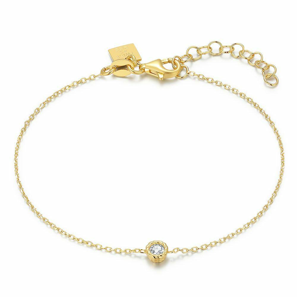 Bracelets | 18Ct Gold Plated Silver Bracelet, White Stone Bracelets Bracelets