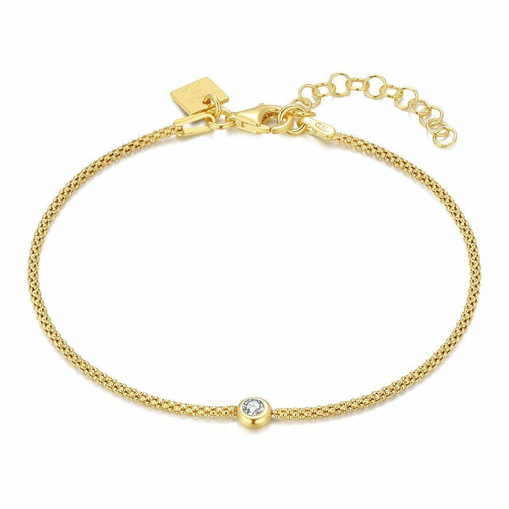 Bracelets | 18Ct Gold Plated Silver Bracelet, White Stone Bracelets Bracelets