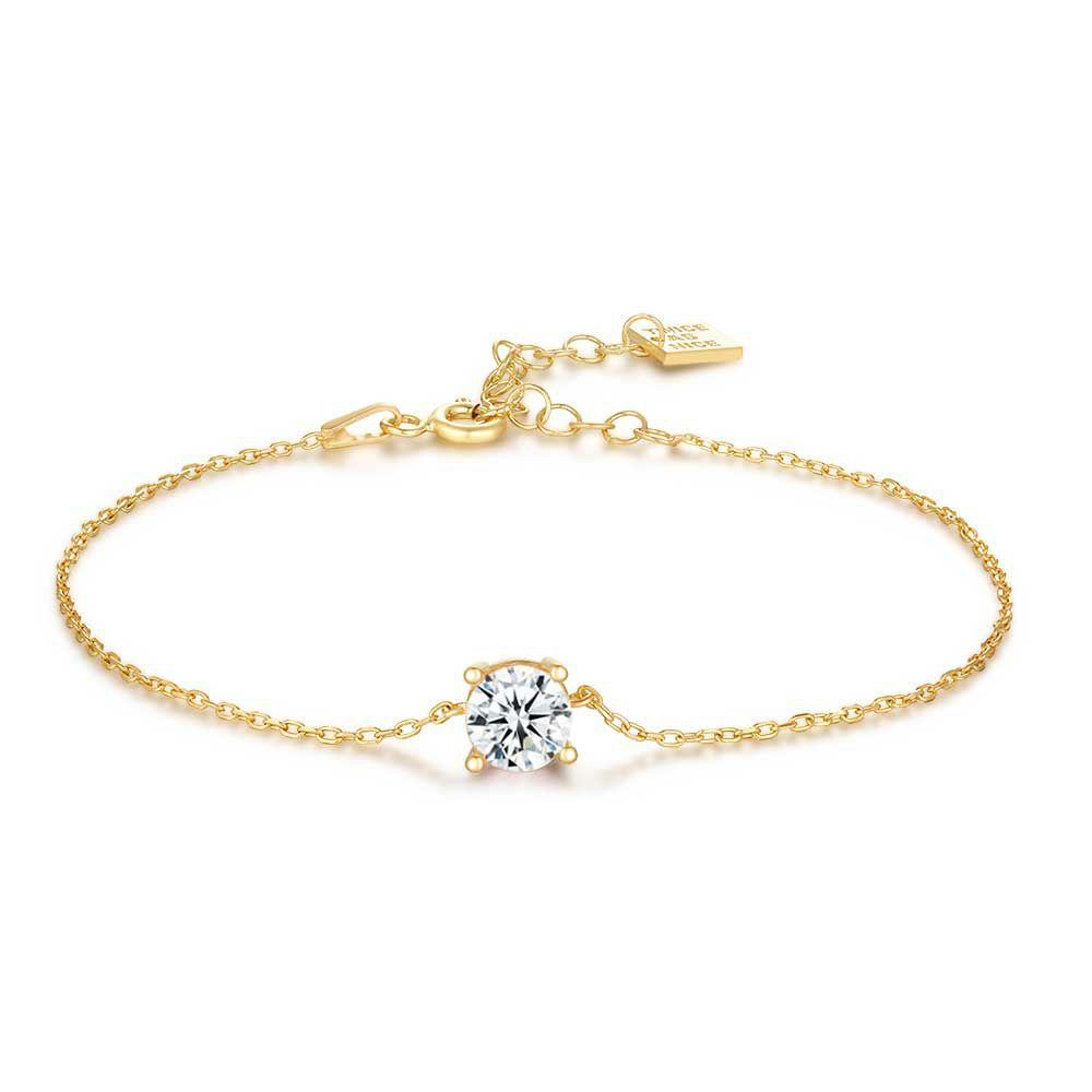 Bracelets | 18Ct Gold Plated Silver Bracelet, Zirconia 6 Mm Bracelets Bracelets