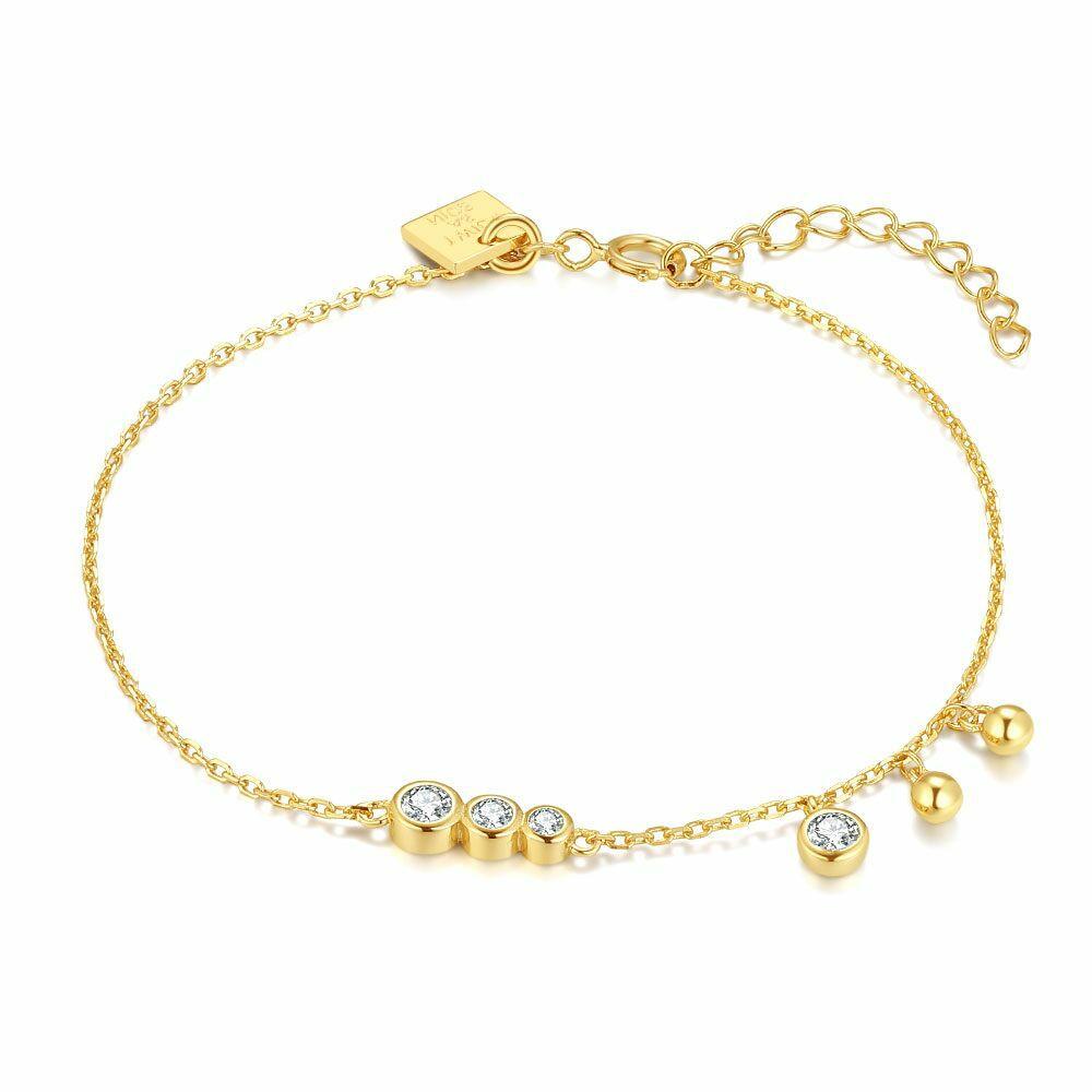 Bracelets | 18Ct Gold Plated Silver Bracelet, Zirconia And Little Balls Bracelets Bracelets