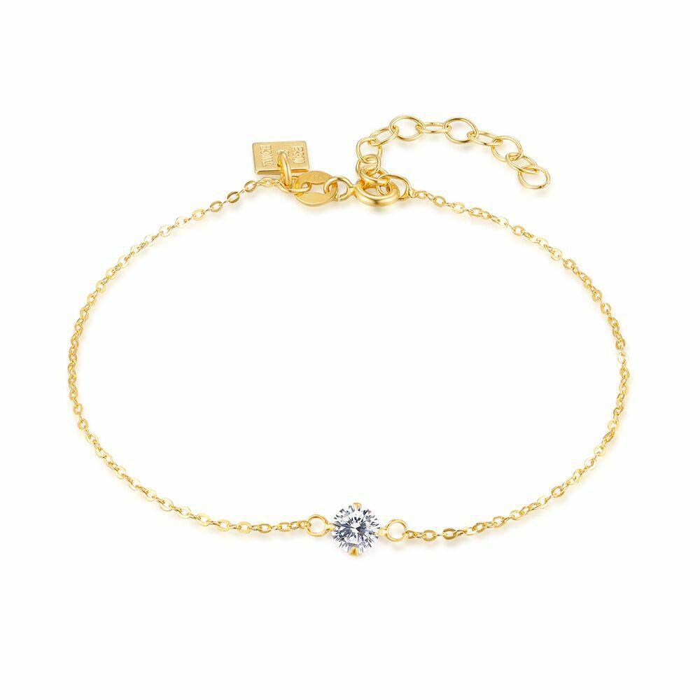 Bracelets | 18Ct Gold Plated Silver Bracelet, Zirconia Stone Bracelets Bracelets