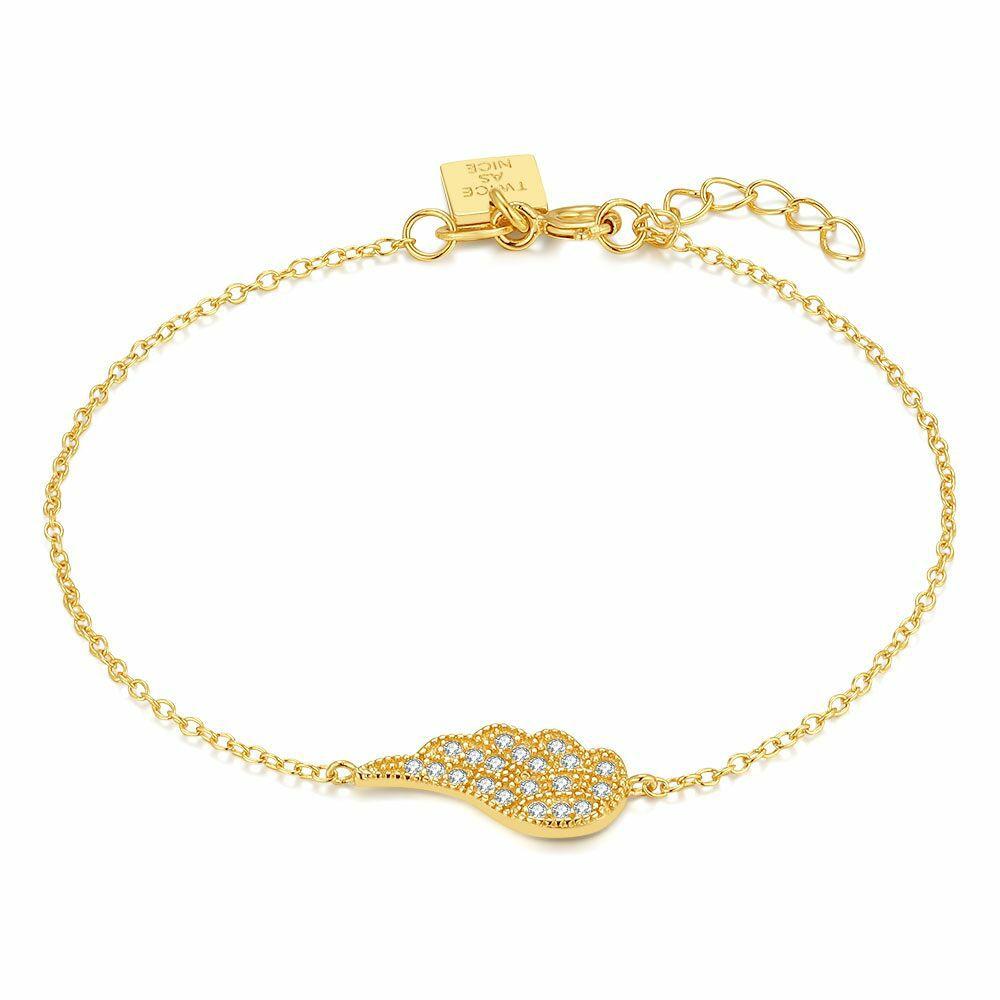 Bracelets | 18Ct Gold Plated Silver Bracelet, Zirconia Wing Bracelets Bracelets