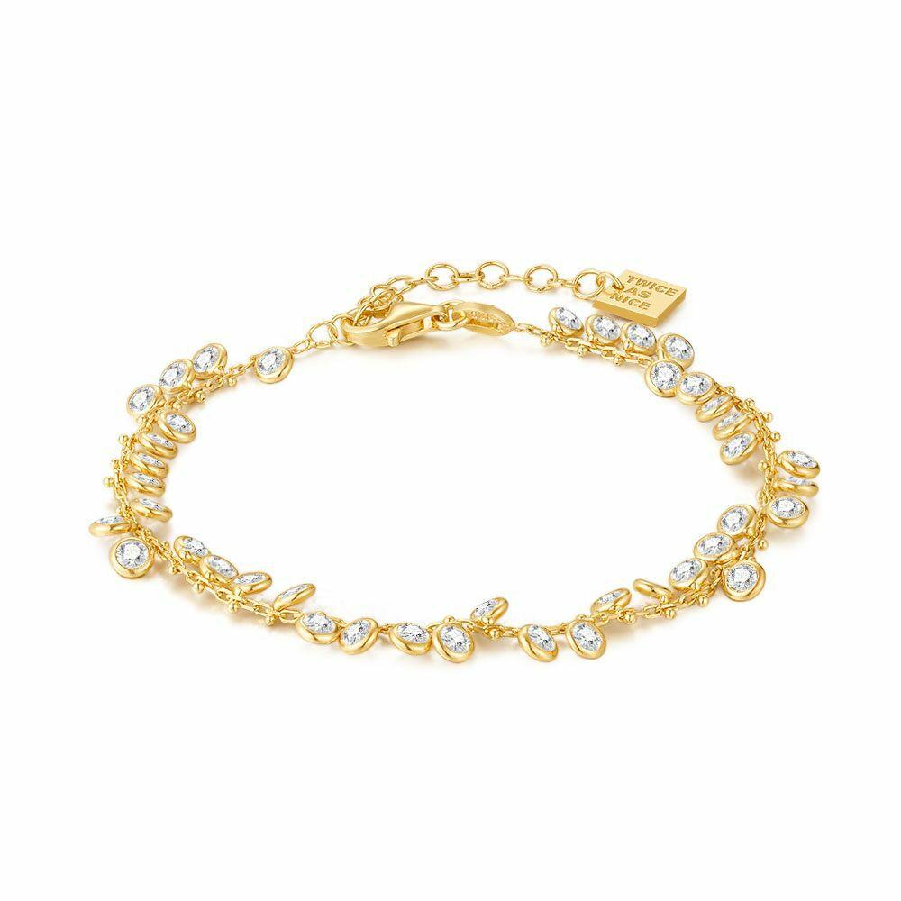 Bracelets | 18Ct Gold Plated Silver Necklace, Dangling White Zirconia Bracelets Bracelets