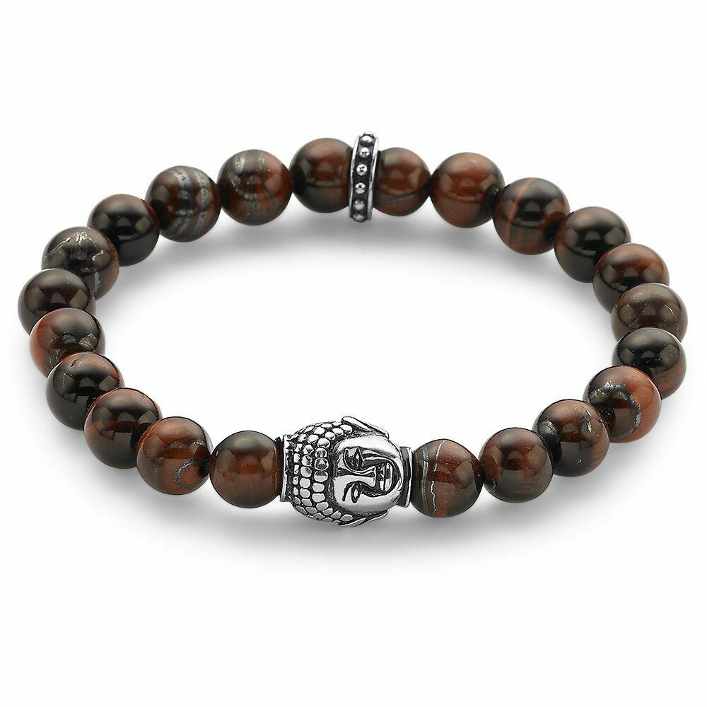 Bracelets | 8 Mm Red Tiger Eye Natural Stone Bracelet, Buddha Motif Bracelets Bracelets