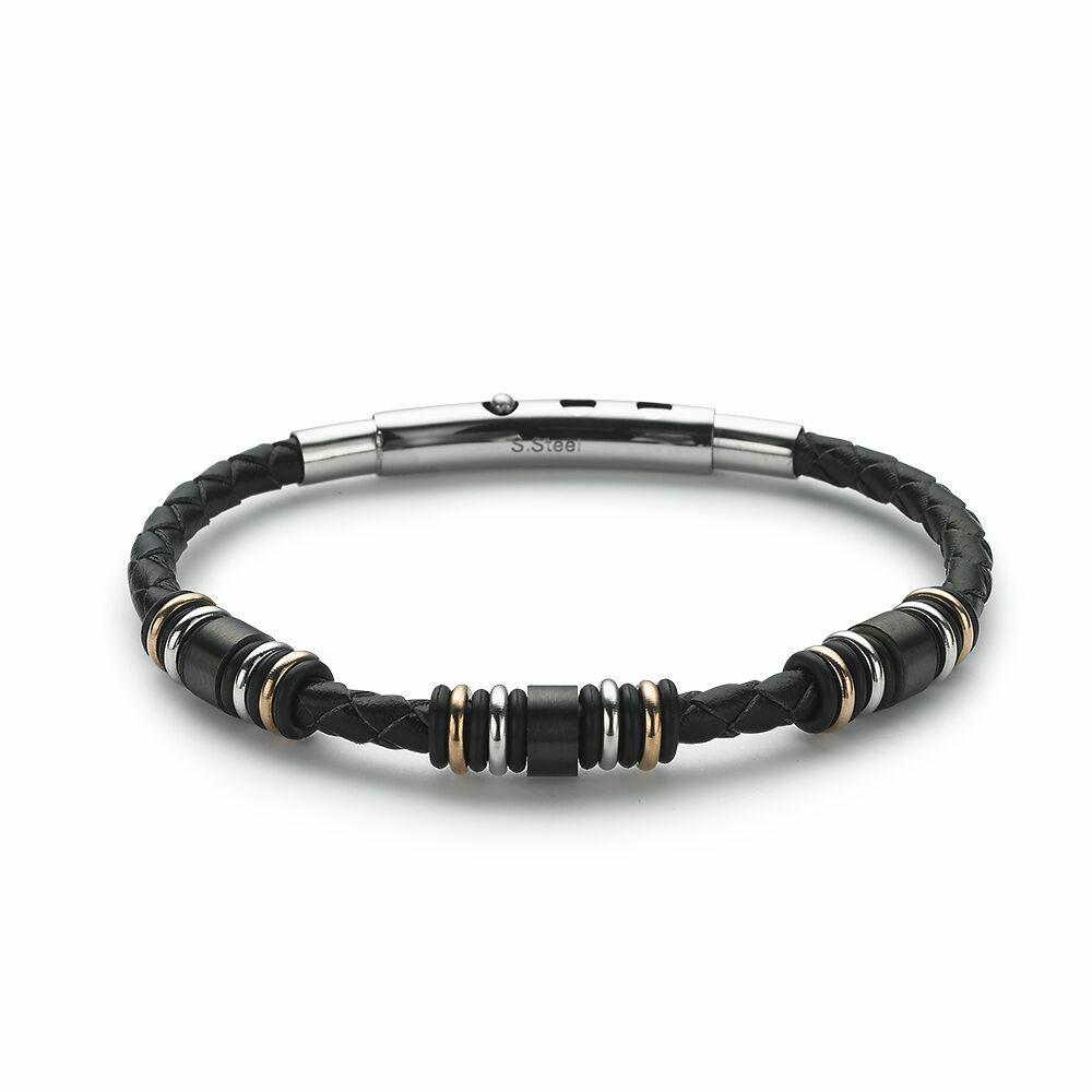 Bracelets | Black Leather Bracelet, Stainless Steel Rings Bracelets Bracelets