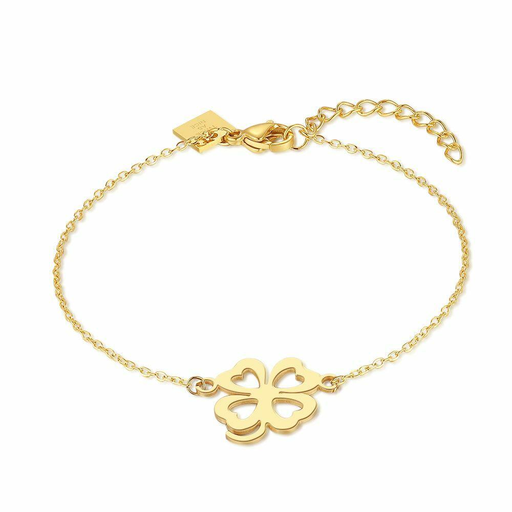 Bracelets | Bracelet In Gold-Tone Stainless Steel, Clover, 4 Open Hearts Bracelets Bracelets