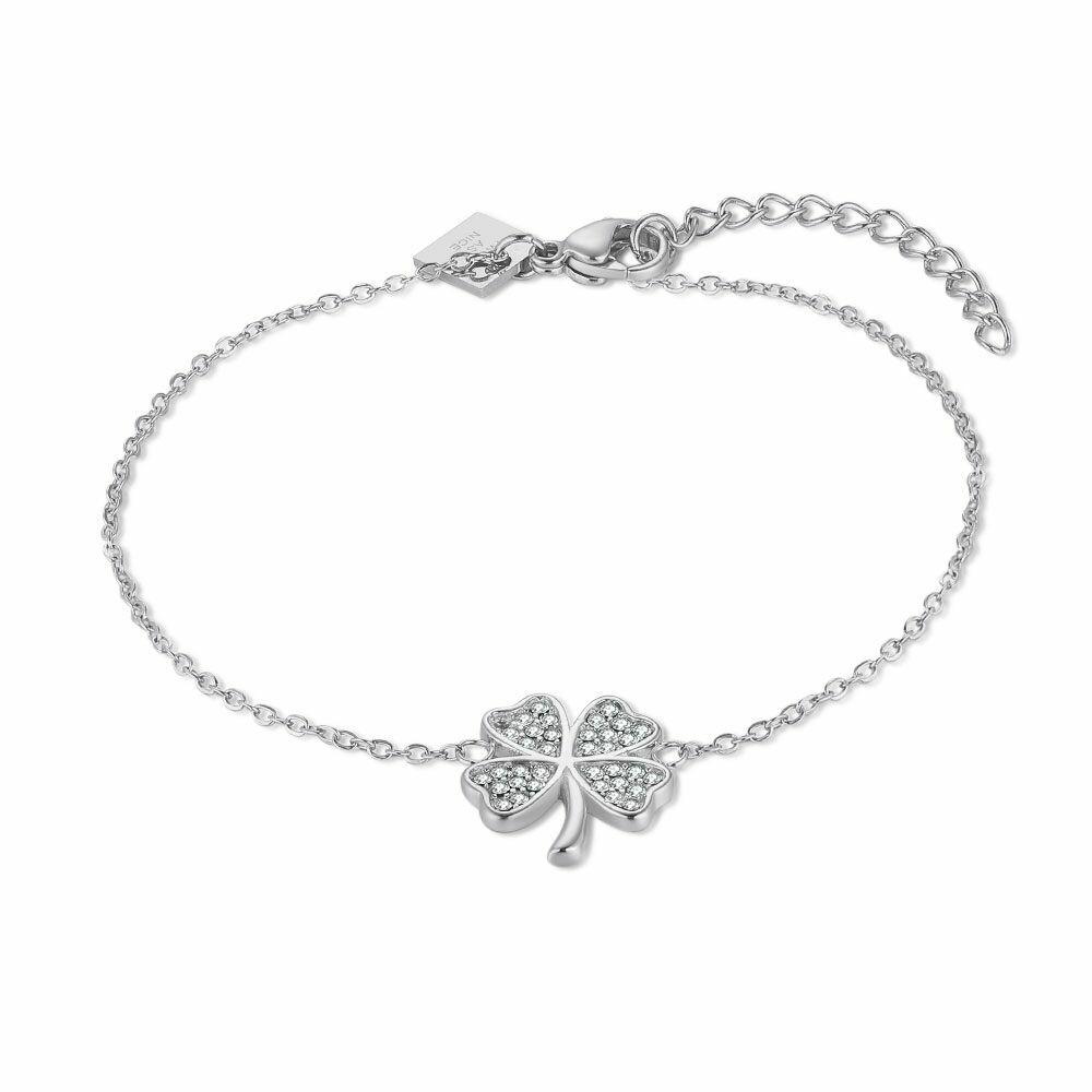 Bracelets | Bracelet In Silver, Clover, White Zirconia Bracelets Bracelets