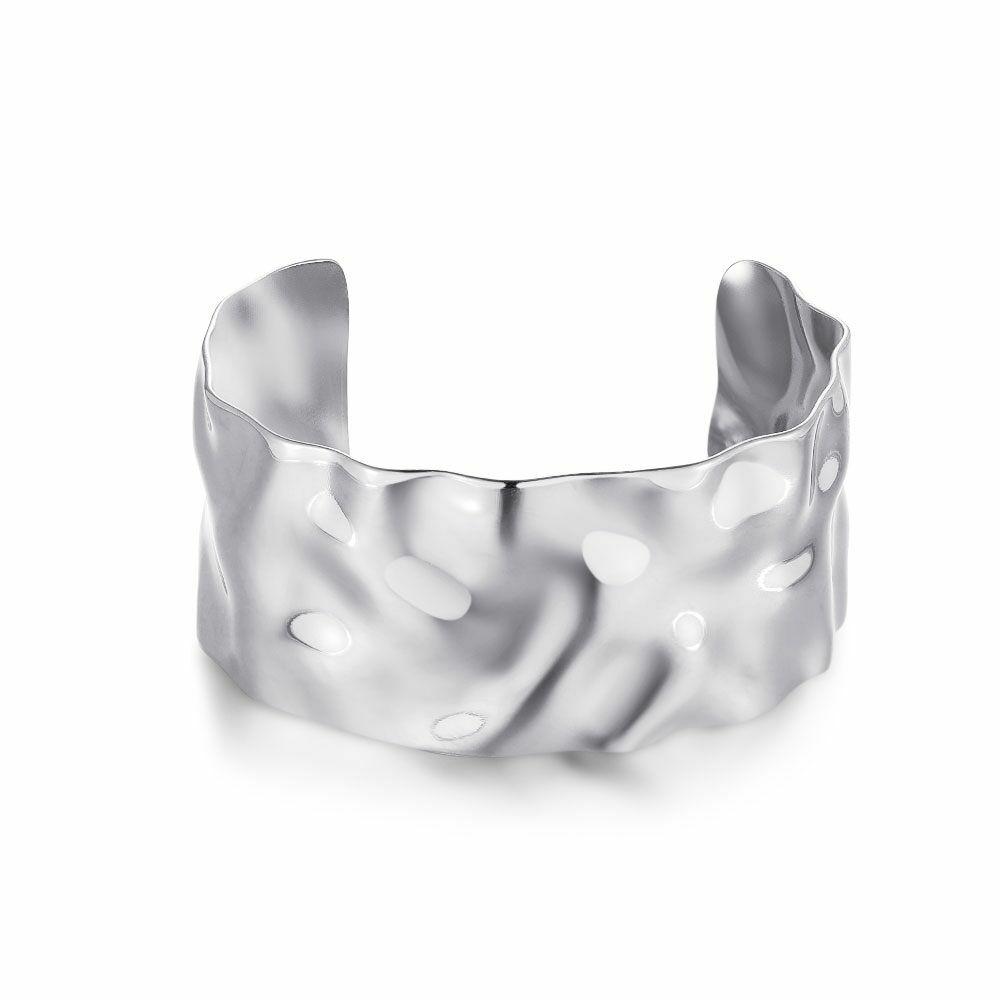 Bracelets | Bracelet In Silver, Open Bangle, 3 Cm, Wavy Bracelets Bracelets