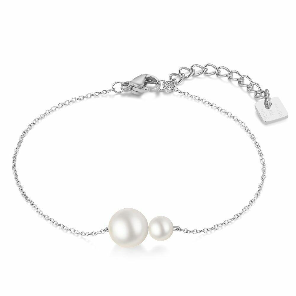 Bracelets | Bracelet In Stainless Steel, 2 Pearls Bracelets Bracelets