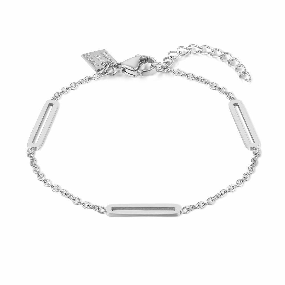 Bracelets | Bracelet In Stainless Steel, Silver Color,3 Open Rectangles, Length Is Adjustable. Bracelets Bracelets