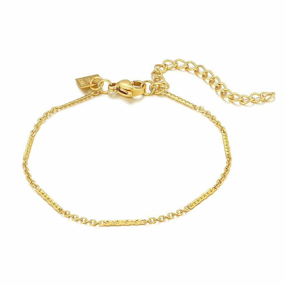 Bracelets | Gold Coloured Stainless Steel Bracelet, 2 Different Chains Bracelets Bracelets