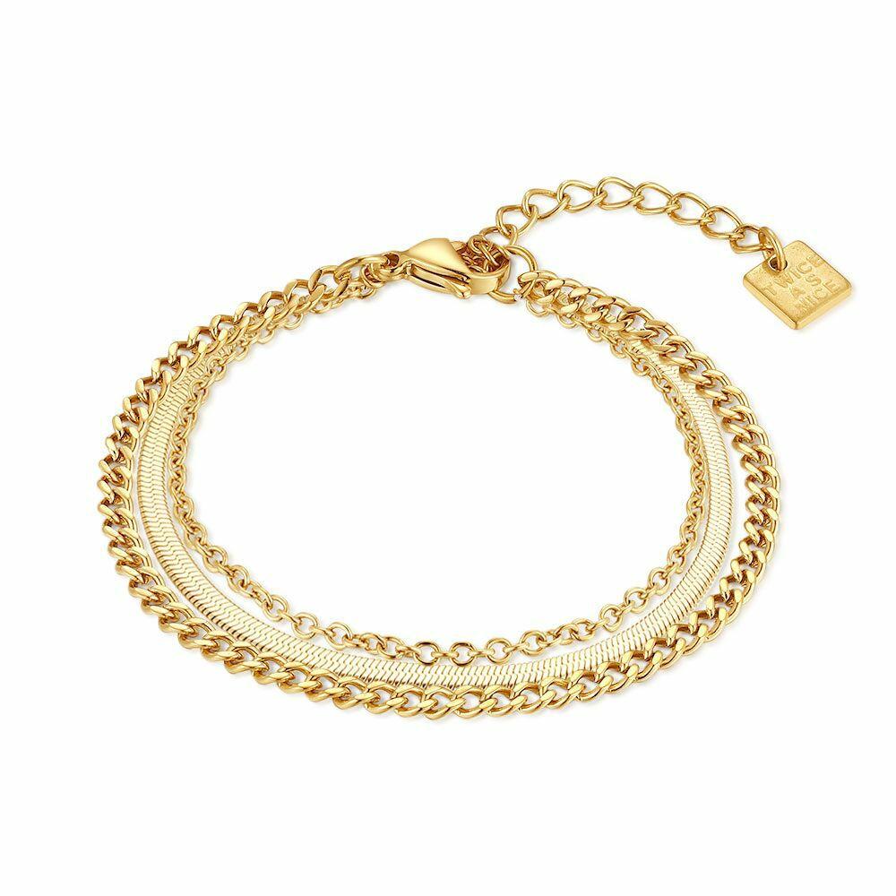 Bracelets | Gold Coloured Stainless Steel Bracelet, 3 Different Chains Bracelets Bracelets