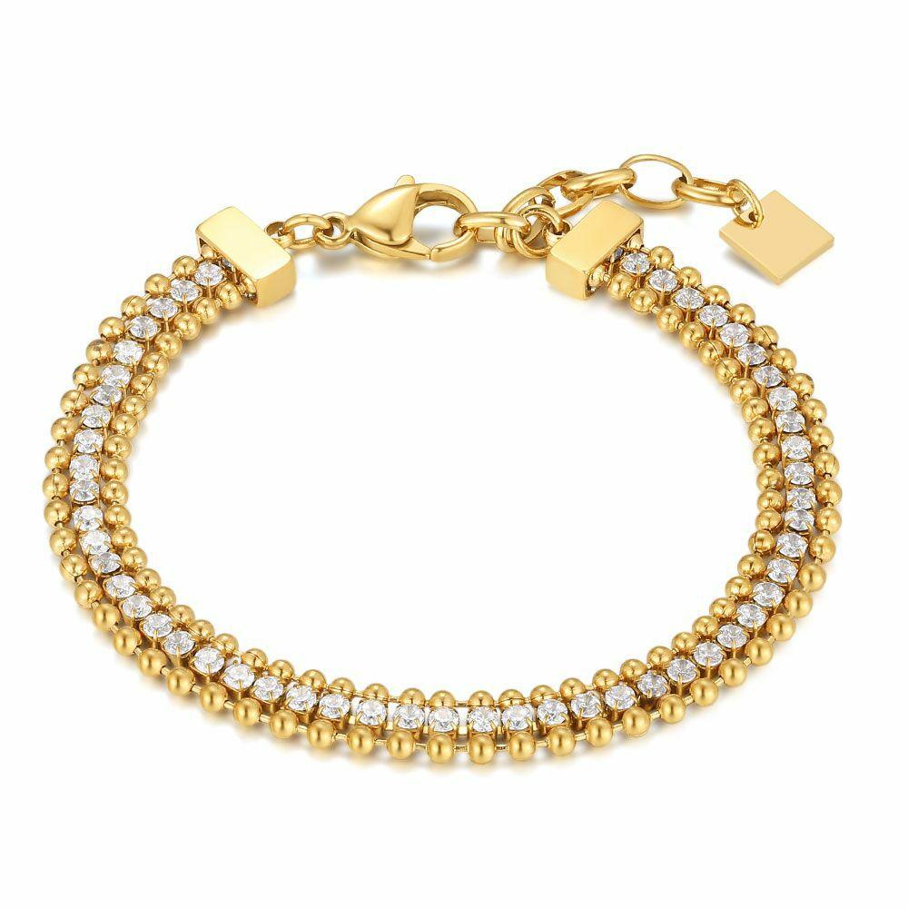 Bracelets | Gold Coloured Stainless Steel Bracelet, Balls And Stones Bracelets Bracelets