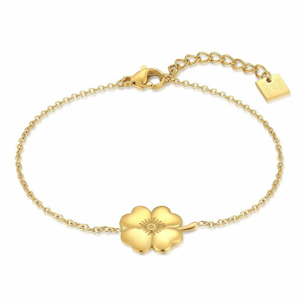 Bracelets | Gold Coloured Stainless Steel Bracelet, Clover Bracelets Bracelets