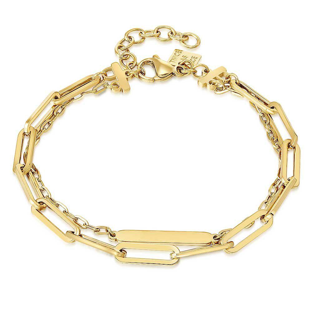 Bracelets | Gold Coloured Stainless Steel Bracelet, Double Chain With Oval Links Bracelets Bracelets