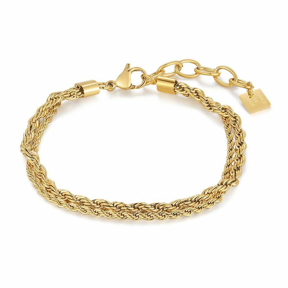 Bracelets | Gold Coloured Stainless Steel Bracelet, Double Chain Bracelets Bracelets