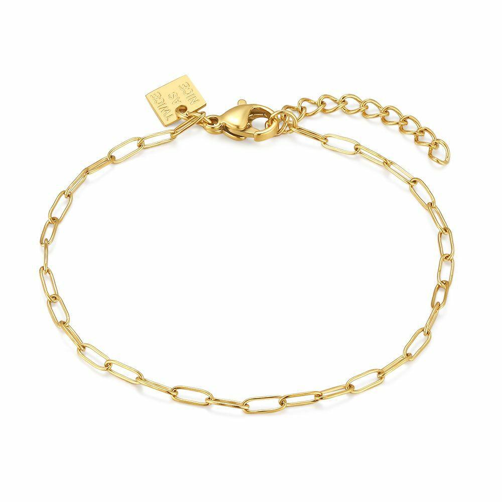 Bracelets | Gold Coloured Stainless Steel Bracelet, Fine Oval Links Bracelets Bracelets