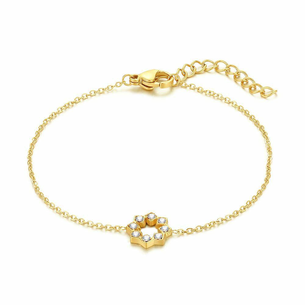 Bracelets | Gold Coloured Stainless Steel Bracelet, Flower Bracelets Bracelets