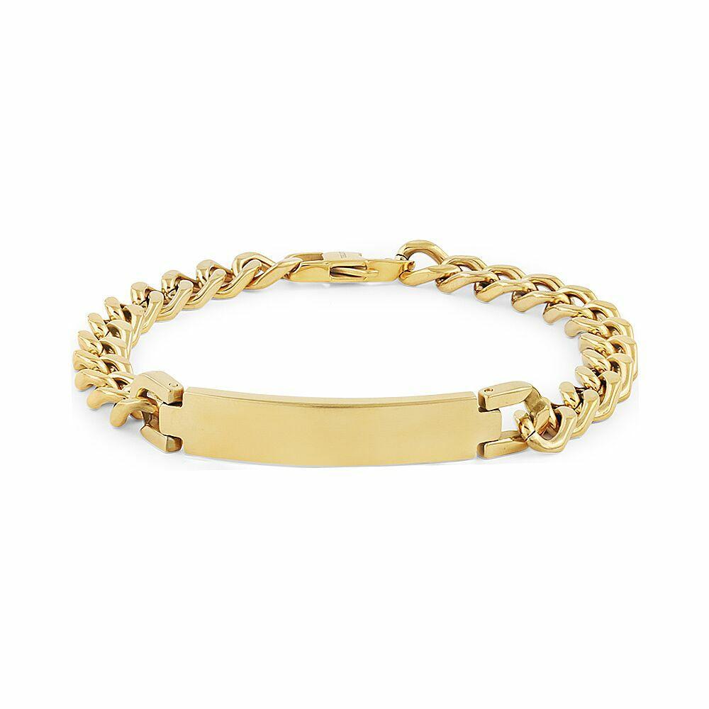 Bracelets | Gold-Coloured Stainless Steel Bracelet, Gourmet Chain, Name Plate Bracelets Bracelets