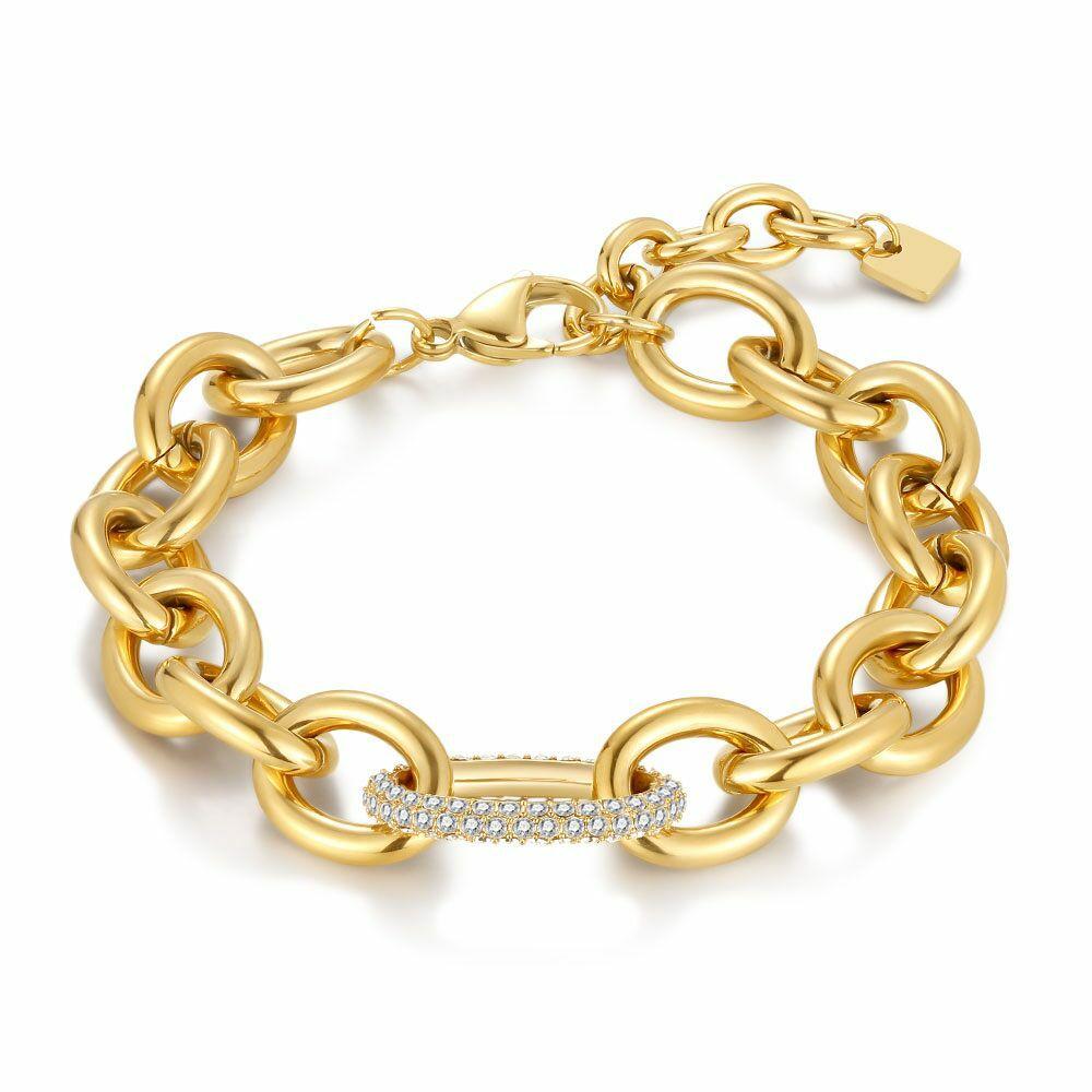 Bracelets | Gold Coloured Stainless Steel Bracelet, Large Bracelet, Stones Bracelets Bracelets