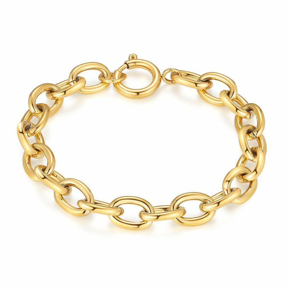 Bracelets | Gold Coloured Stainless Steel Bracelet, Large Oval Links Bracelets Bracelets