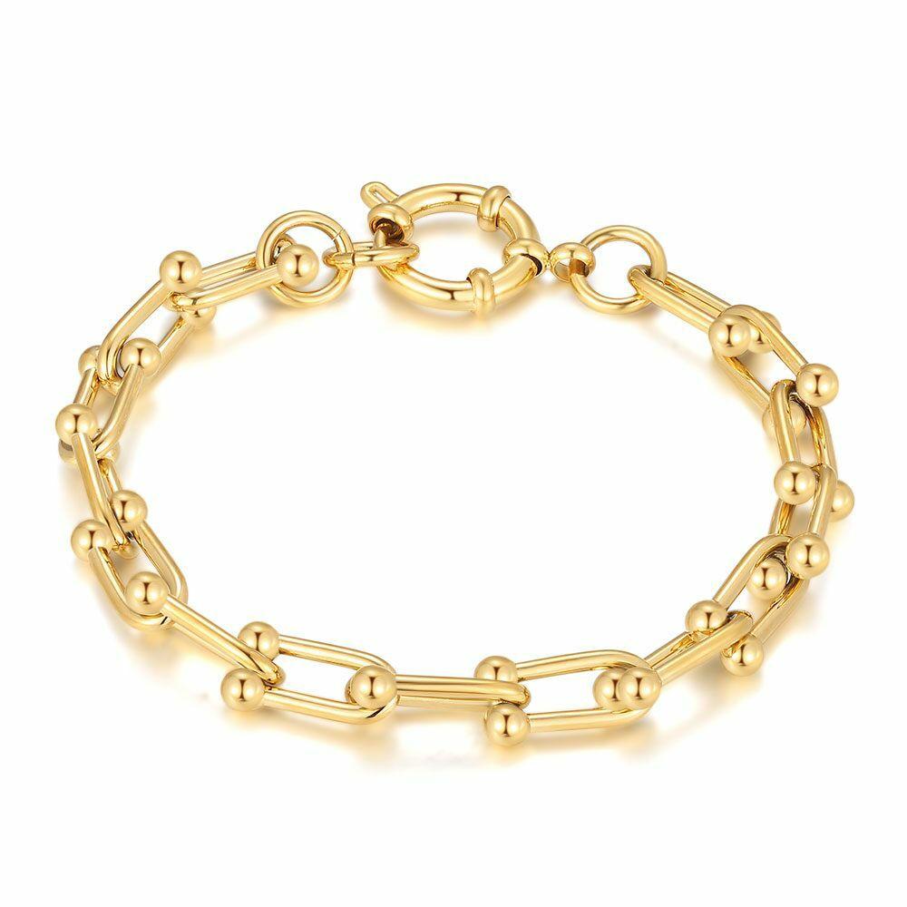 Bracelets | Gold Coloured Stainless Steel Bracelet, Links And Balls Bracelets Bracelets