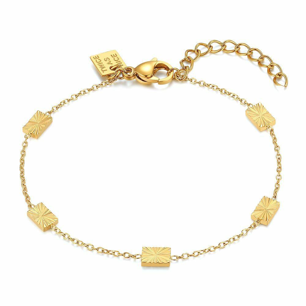 Bracelets | Gold Coloured Stainless Steel Bracelet, Little Rectangles Bracelets Bracelets