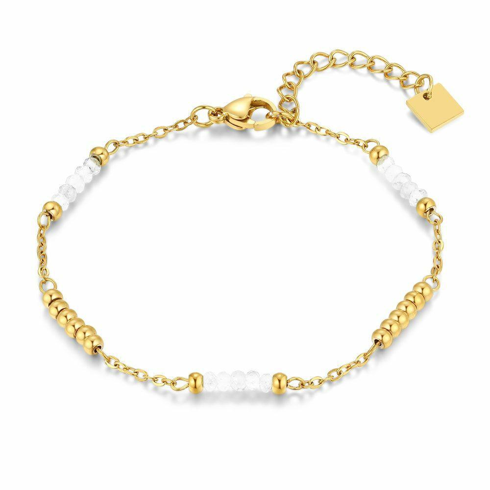 Bracelets | Gold Coloured Stainless Steel Bracelet, Moonstones Bracelets Bracelets