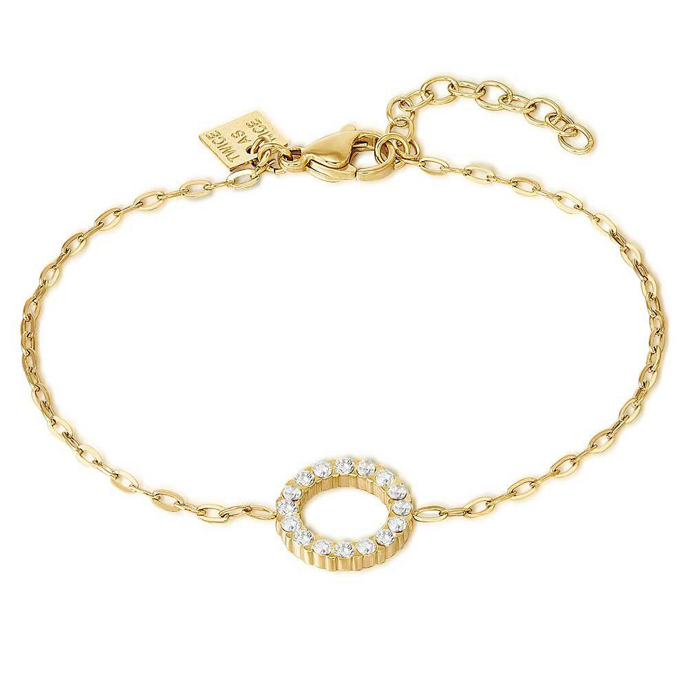 Bracelets | Gold Coloured Stainless Steel Bracelet, Open Circle, White Crystals Bracelets Bracelets