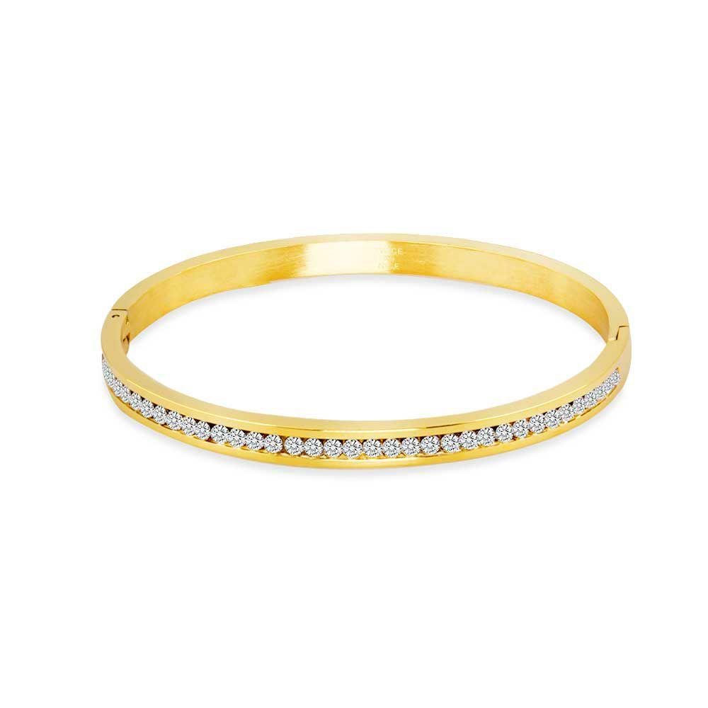 Bracelets | Gold Coloured Stainless Steel Bracelet, Oval Bangle Bracelets Bracelets