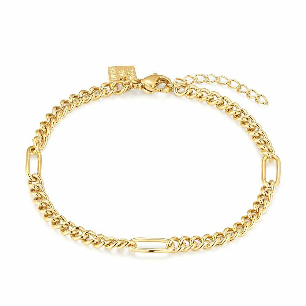 Bracelets | Gold Coloured Stainless Steel Bracelet, Oval Links Bracelets Bracelets