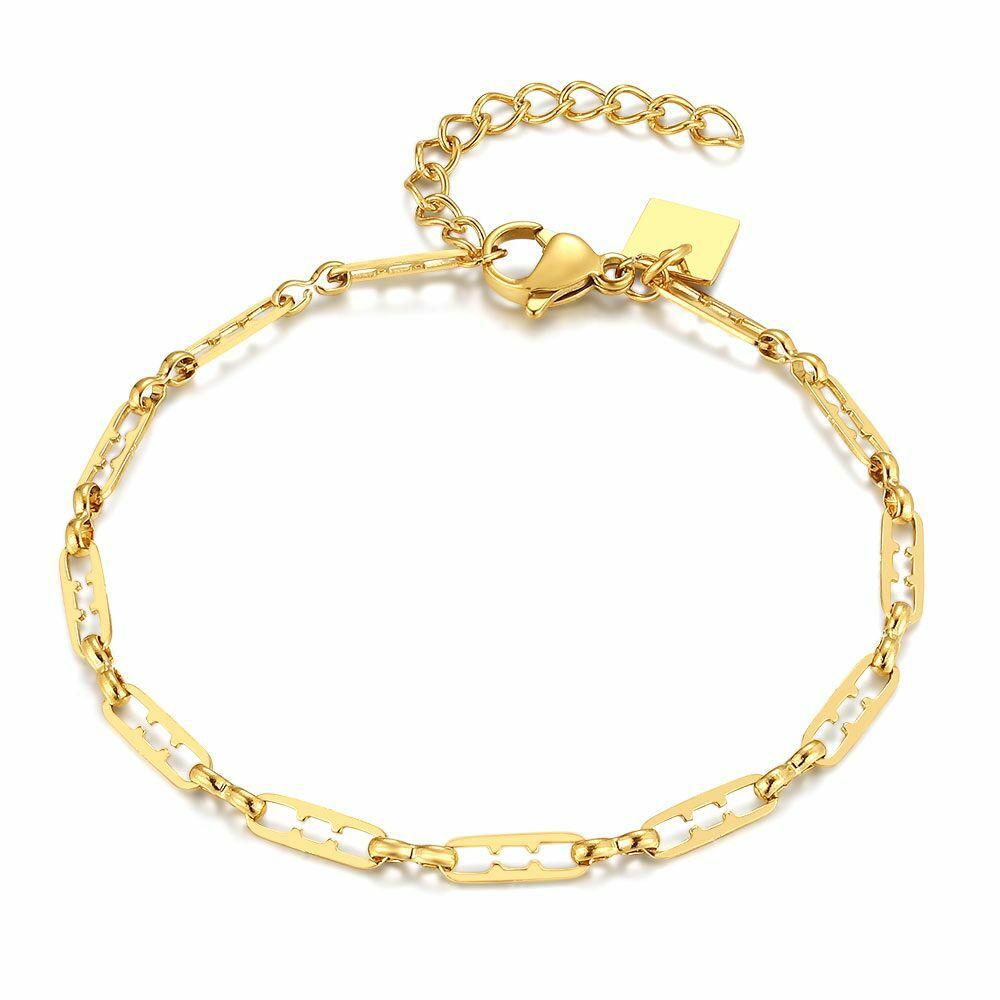 Bracelets | Gold Coloured Stainless Steel Bracelet, Oval Links Bracelets Bracelets