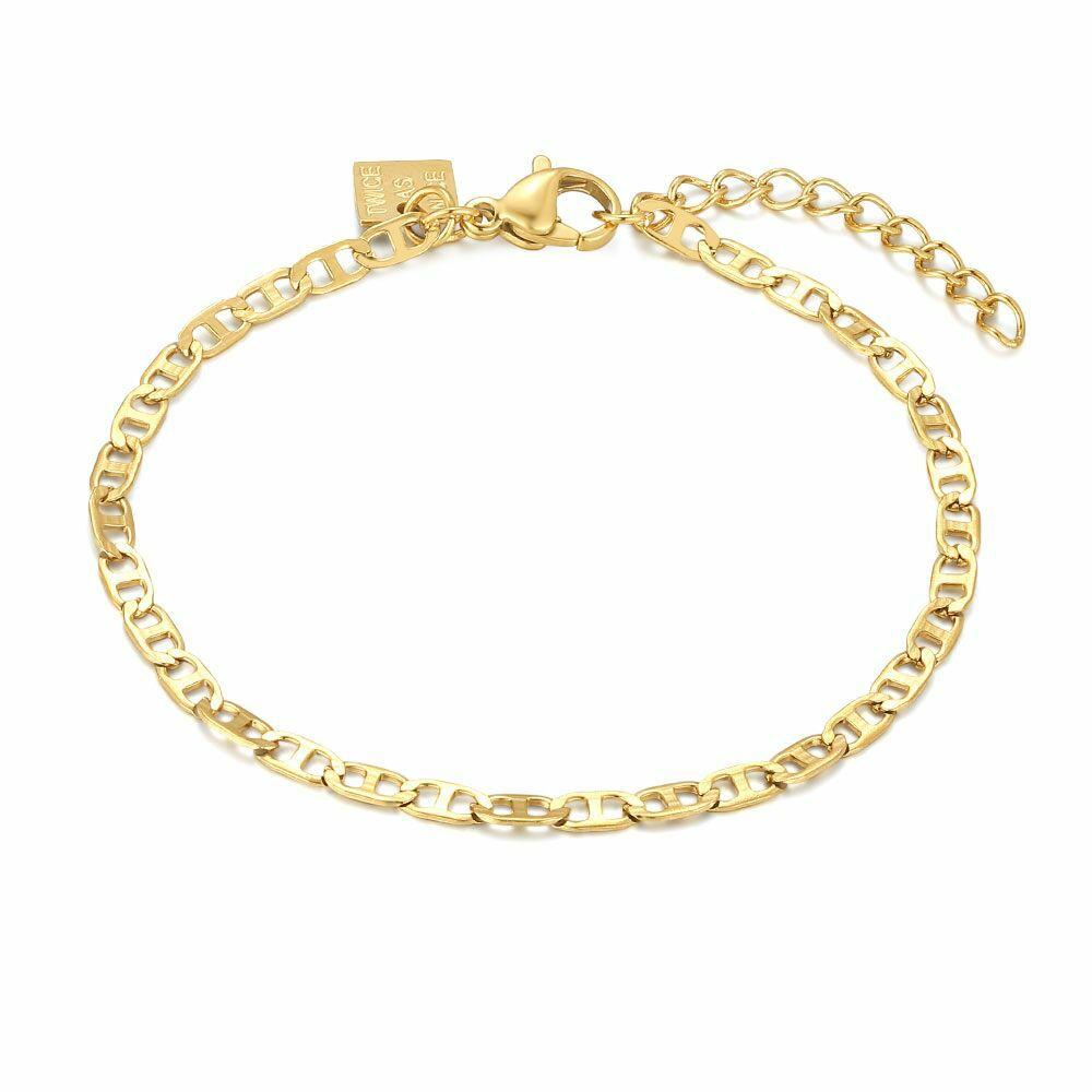 Bracelets | Gold Coloured Stainless Steel Bracelet, Oval Links Bracelets Bracelets