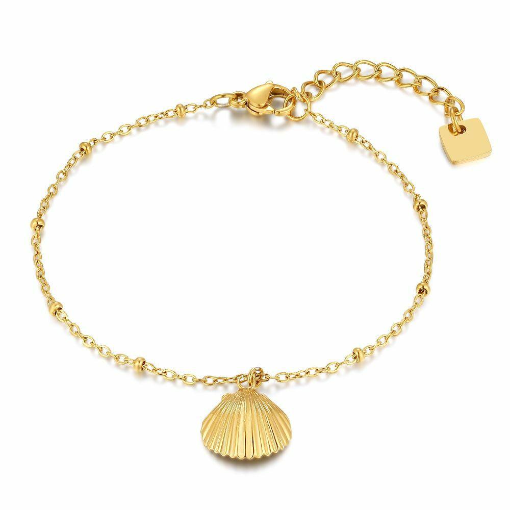 Bracelets | Gold Coloured Stainless Steel Bracelet, Scallop Bracelets Bracelets