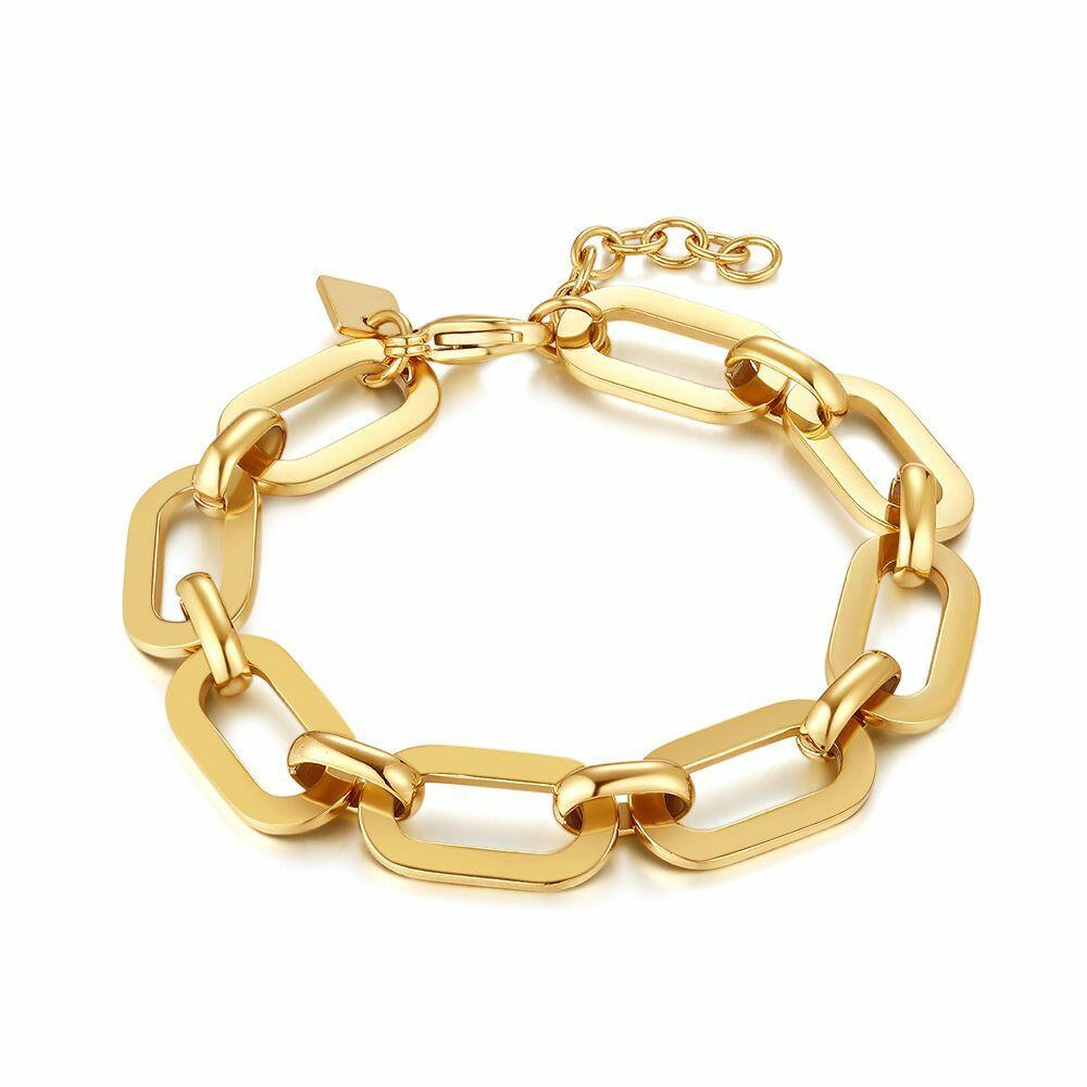 Bracelets | Gold Coloured Stainless Steel Bracelet, Short And Long Oval Links Bracelets Bracelets