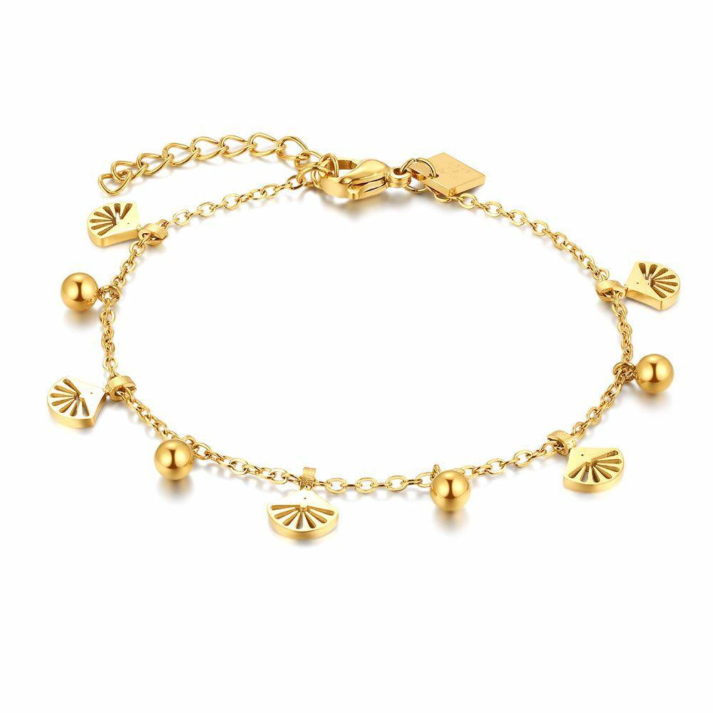 Bracelets | Gold Coloured Stainless Steel Bracelet, Small Suns And Spheres Bracelets Bracelets