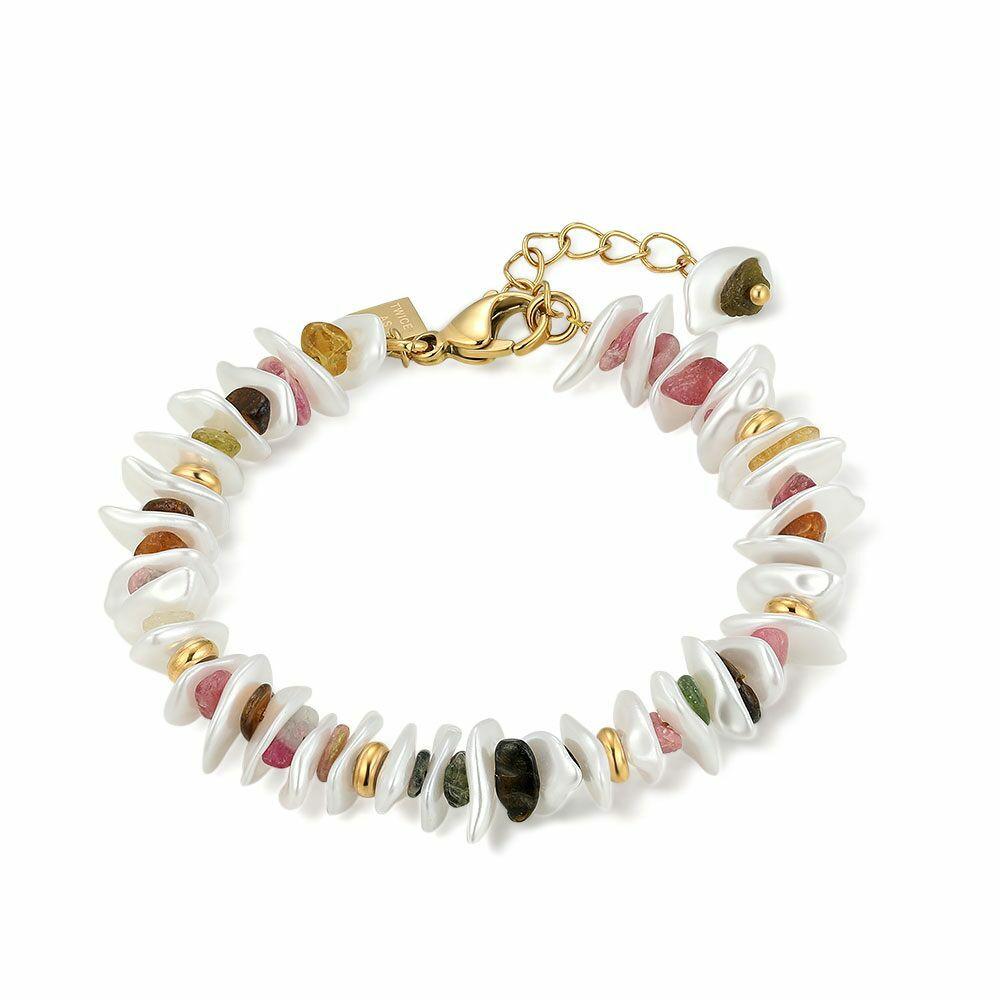 Bracelets | Gold Coloured Stainless Steel Bracelet, Stones And Mother Of Pearl Bracelets Bracelets