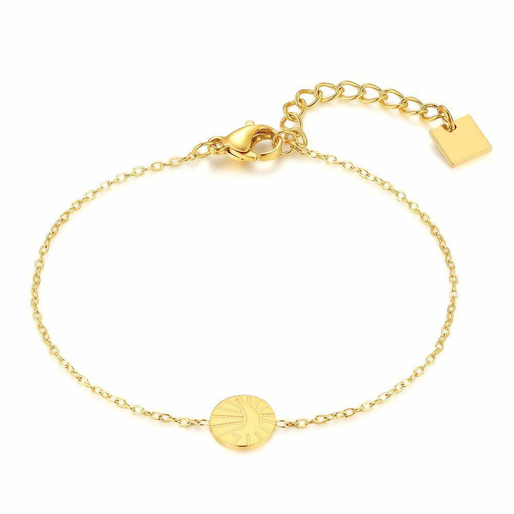 Bracelets | Gold Coloured Stainless Steel Bracelet, Sun And Moon Bracelets Bracelets