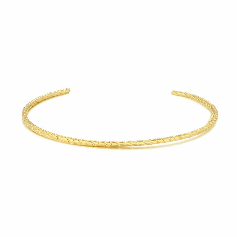 Bracelets | Gold Coloured Stainless Steel Bracelet, Thin Open Bangle, Striped Bracelets Bracelets