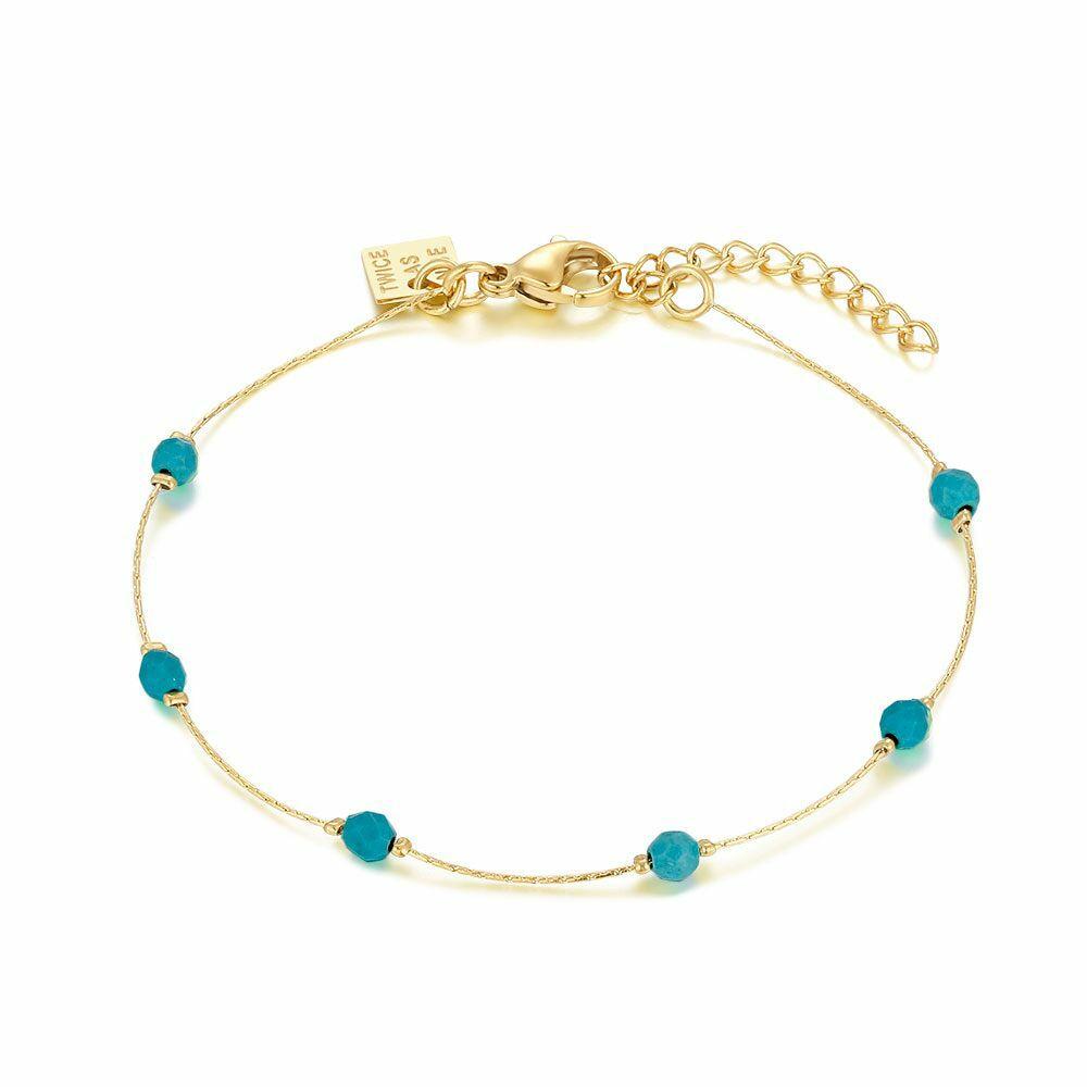 Bracelets | Gold Coloured Stainless Steel Bracelet, Turquoise Stones Bracelets Bracelets