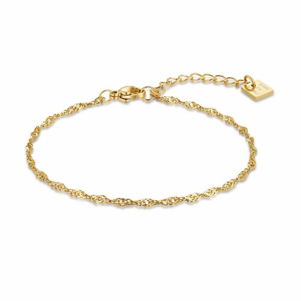 Bracelets | Gold Coloured Stainless Steel Bracelet, Twisted Gourmet Link Bracelets Bracelets