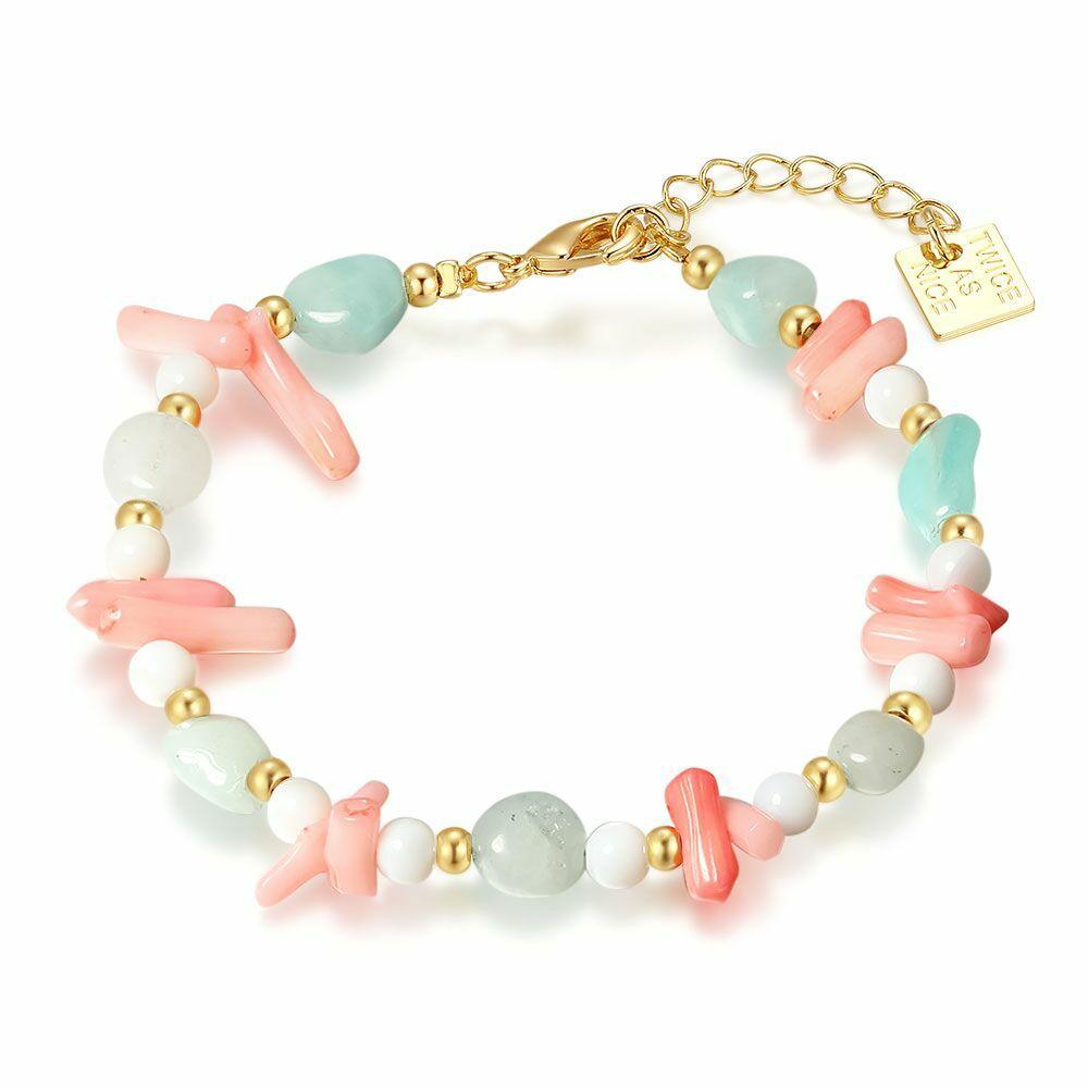 Bracelets | High Fashion Bracelet, Pink And Blue Semi-Precious Stones Bracelets Bracelets