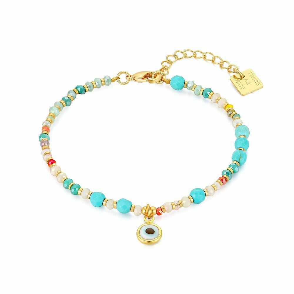 Bracelets | High Fashion Bracelet, Turquoise And Pink Stones, Blue Eye Bracelets Bracelets