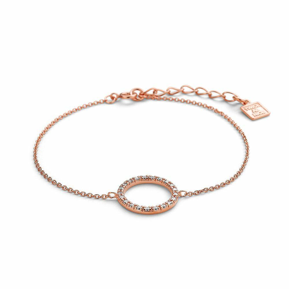 Bracelets | Rosé Silver Bracelet, 14 Mm Circle, Zirconia Bracelets Bracelets