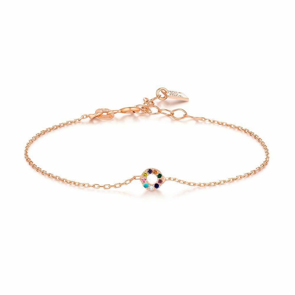 Bracelets | Rosé Silver Bracelet, Circle, Multi-Colored Zirconia Bracelets Bracelets