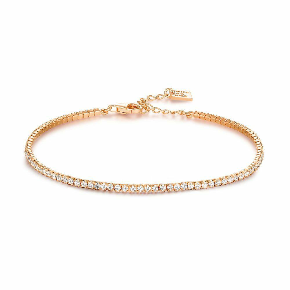 Bracelets | Rosé Silver Bracelet, Tennisbracelet, White Zirconia Bracelets Bracelets