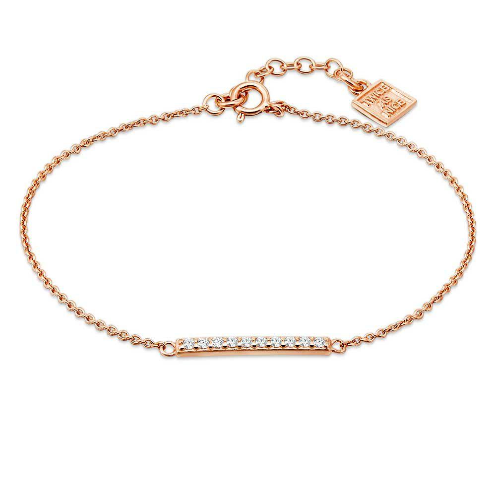 Bracelets | Rosé Silver Bracelet, Tiny Bar With Zirconia Bracelets Bracelets