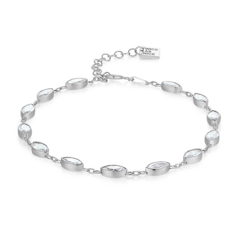 Bracelets | Silver Bracelet, 14 Ellipses, White Zirconia Bracelets Bracelets